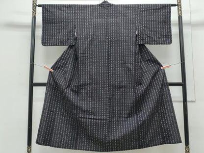 平和屋着物●久留米絣　単衣　吉祥文　正絹　逸品　CABH3636th