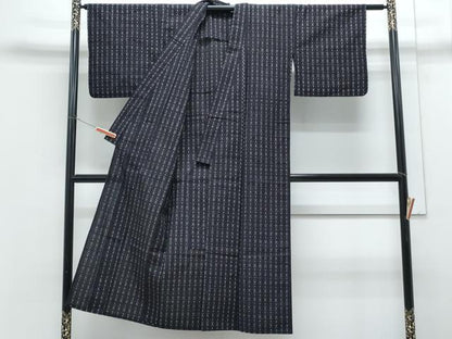 平和屋着物●久留米絣　単衣　吉祥文　正絹　逸品　CABH3636th
