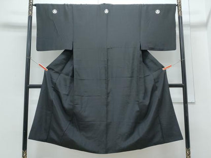 平和屋着物●男性　黒紋付　正絹　逸品　CABH3637th