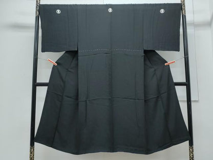 平和屋着物●男性　黒紋付　正絹　逸品　CABH3638th