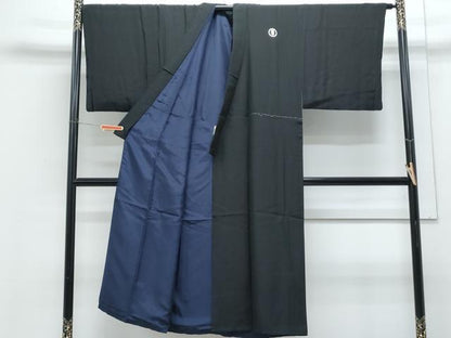 平和屋着物●男性　黒紋付　正絹　逸品　CABH3638th