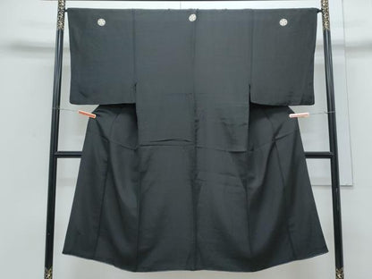 平和屋着物●男性　黒紋付　正絹　逸品　CABH3639th