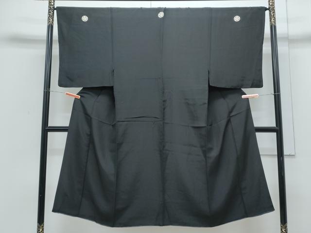 平和屋着物●男性　黒紋付　正絹　逸品　CABH3639th