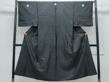 平和屋着物●男性　黒紋付　正絹　逸品　CABH3641th