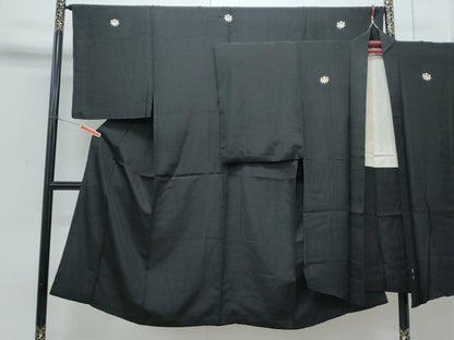 平和屋着物●男性　黒紋付　羽織セット　正絹　逸品　CABH3642th