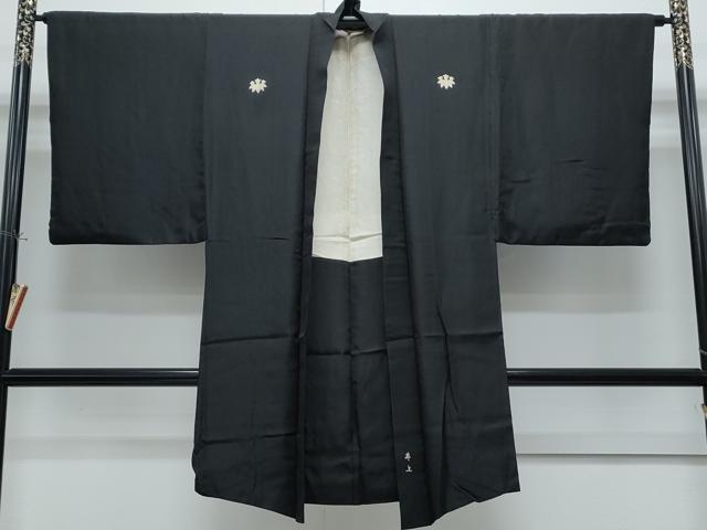 平和屋着物●男性　黒紋付　羽織セット　正絹　逸品　CABH3642th