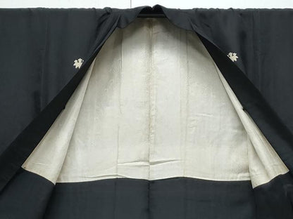 平和屋着物●男性　黒紋付　羽織セット　正絹　逸品　CABH3642th