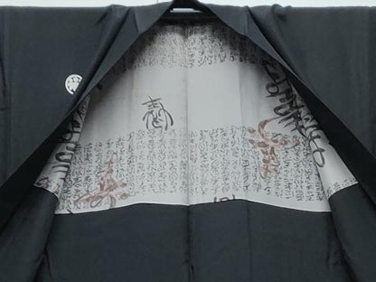 平和屋着物●男性　黒紋付　羽織セット　正絹　逸品　CABH3643th