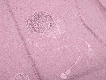 平和屋着物■中国三大刺繍　スワトウ刺繍　無地絵羽訪問着　亀甲花文　正絹　逸品　CABH3658th