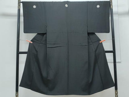 平和屋着物●男性　黒紋付　正絹　逸品　CABH3668th