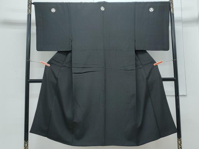 平和屋着物●男性　黒紋付　正絹　逸品　CABH3668th
