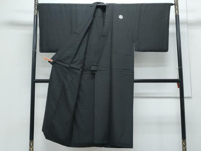 平和屋着物●男性　黒紋付　正絹　逸品　CABH3668th