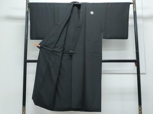 平和屋着物●男性　黒紋付　正絹　逸品　CABH3668th