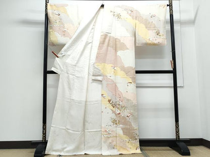 平和屋着物●訪問着　花筏文　金彩　正絹　逸品　CABH3672th