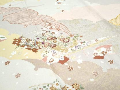 平和屋着物●訪問着　花筏文　金彩　正絹　逸品　CABH3672th