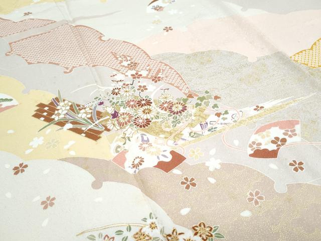平和屋着物●訪問着　花筏文　金彩　正絹　逸品　CABH3672th