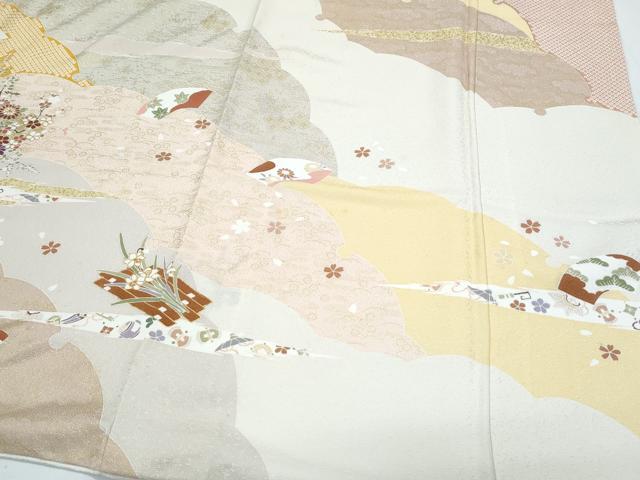 平和屋着物●訪問着　花筏文　金彩　正絹　逸品　CABH3672th