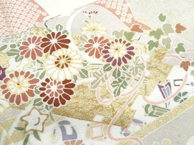 平和屋着物●訪問着　花筏文　金彩　正絹　逸品　CABH3672th