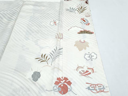 平和屋着物●豪華振袖　駒刺繍　宝尽くし飛鶴花文　金彩　正絹　逸品　CABH3673th