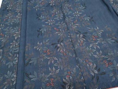 平和屋着物●本場大島紬　9マルキ　草花文　正絹　逸品　CABH3674th