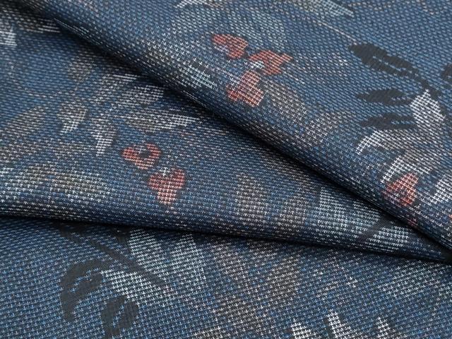 平和屋着物●本場大島紬　9マルキ　草花文　正絹　逸品　CABH3674th