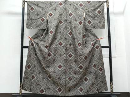 平和屋着物●本場大島紬　龍郷絣　菱花文　正絹　逸品　CABH3678th