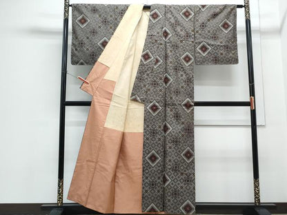 平和屋着物●本場大島紬　龍郷絣　菱花文　正絹　逸品　CABH3678th