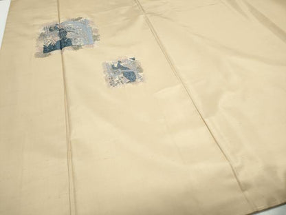 平和屋着物●訪問着　紬地　乱針刺繍　吉祥文　正絹　逸品　未使用　CABH3679th