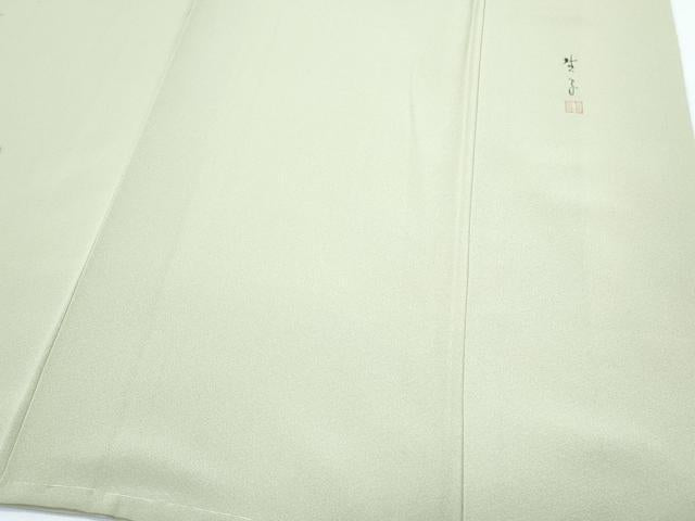 平和屋着物●手描友禅女流作家　一色生子　訪問着　手描き　草花文　暈し染め　正絹　逸品　CABH3683th