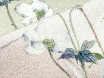 平和屋着物●手描友禅女流作家　一色生子　訪問着　手描き　草花文　暈し染め　正絹　逸品　CABH3683th
