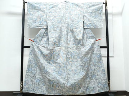 平和屋着物●本場大島紬　白大島　7マルキ　総絣　草花文　正絹　逸品　未使用　CABH3686th
