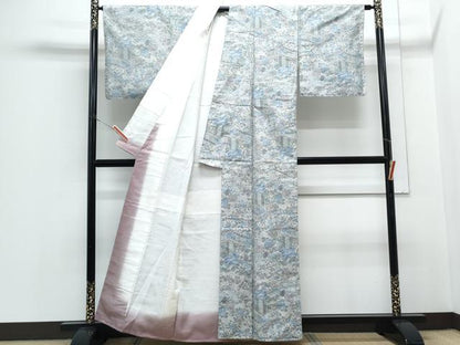 平和屋着物●本場大島紬　白大島　7マルキ　総絣　草花文　正絹　逸品　未使用　CABH3686th