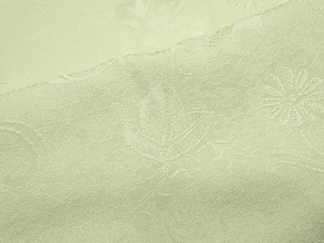 平和屋着物●上質な色無地　花唐草地紋　女郎花色　ロング丈　正絹　逸品　CABH3687th