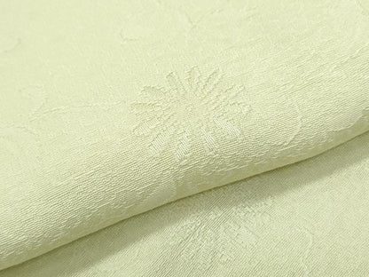 平和屋着物●上質な色無地　花唐草地紋　女郎花色　ロング丈　正絹　逸品　CABH3687th