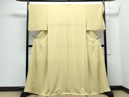 平和屋着物●上質な色無地　枯草色　正絹　逸品　CABH3688th