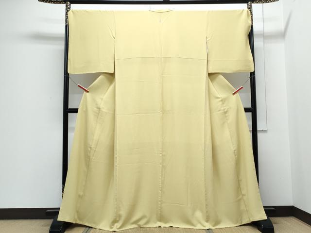 平和屋着物●上質な色無地　枯草色　正絹　逸品　CABH3688th
