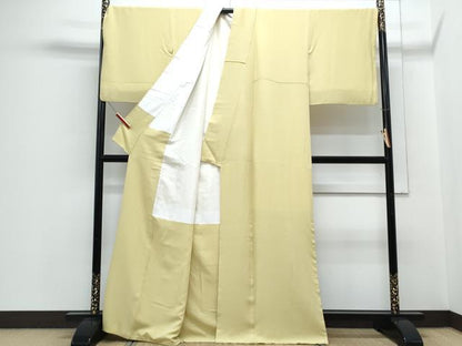 平和屋着物●上質な色無地　枯草色　正絹　逸品　CABH3688th