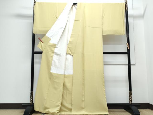 平和屋着物●上質な色無地　枯草色　正絹　逸品　CABH3688th