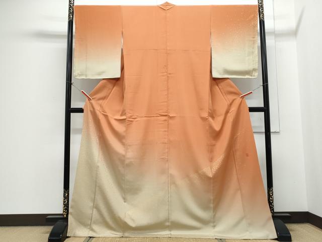 平和屋着物●人間国宝　福田喜三郎　訪問着　箔散らし　暈し染め　金彩　ロング丈　正絹　逸品　CABH3689th