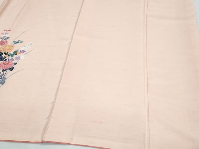 平和屋着物●訪問着　友禅　白山紬　草花文　正絹　逸品　CABH3690th