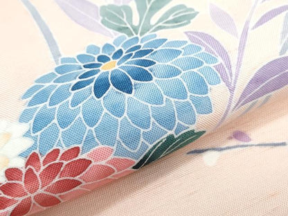 平和屋着物●訪問着　友禅　白山紬　草花文　正絹　逸品　CABH3690th