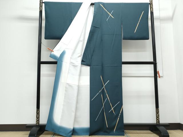 平和屋着物●訪問着　駒刺繍　吉祥文　金彩　正絹　逸品　CABH3691th