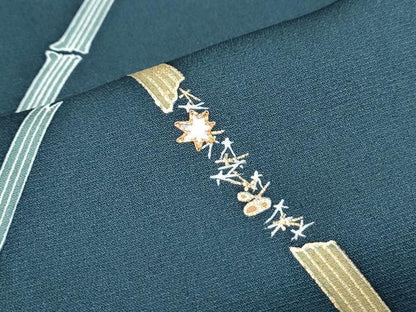 平和屋着物●訪問着　駒刺繍　吉祥文　金彩　正絹　逸品　CABH3691th