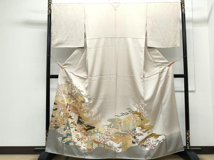 平和屋着物●豪華色留袖　駒刺繍　雲重ね飛鶴文　暈し染め　金彩　正絹　逸品　CABH3692th