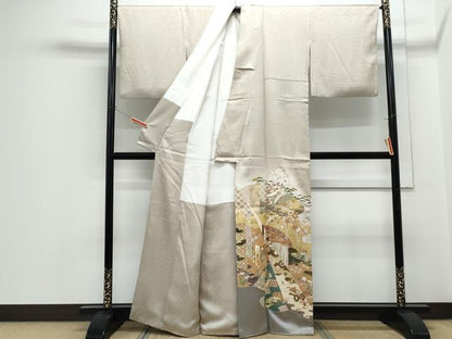 平和屋着物●豪華色留袖　駒刺繍　雲重ね飛鶴文　暈し染め　金彩　正絹　逸品　CABH3692th