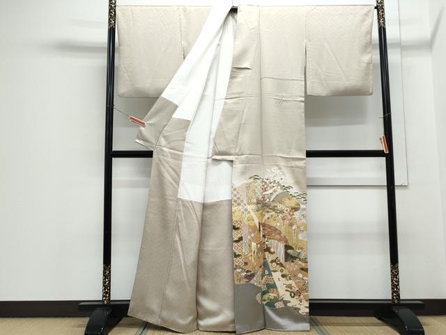 平和屋着物●豪華色留袖　駒刺繍　雲重ね飛鶴文　暈し染め　金彩　正絹　逸品　CABH3692th