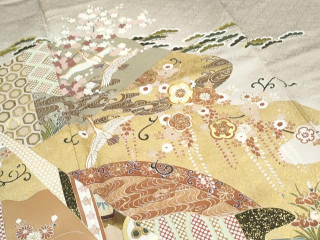 平和屋着物●豪華色留袖　駒刺繍　雲重ね飛鶴文　暈し染め　金彩　正絹　逸品　CABH3692th