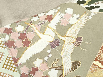 平和屋着物●豪華色留袖　駒刺繍　雲重ね飛鶴文　暈し染め　金彩　正絹　逸品　CABH3692th