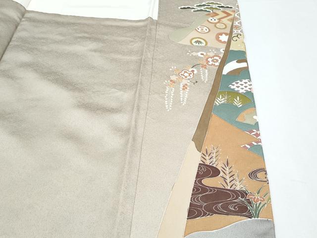 平和屋着物●豪華色留袖　駒刺繍　雲重ね飛鶴文　暈し染め　金彩　正絹　逸品　CABH3692th