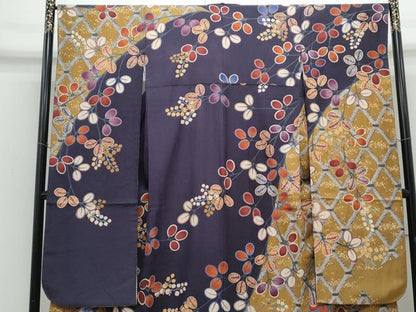 平和屋着物●豪華振袖　籬枝花文　金彩　正絹　逸品　CABH3694th